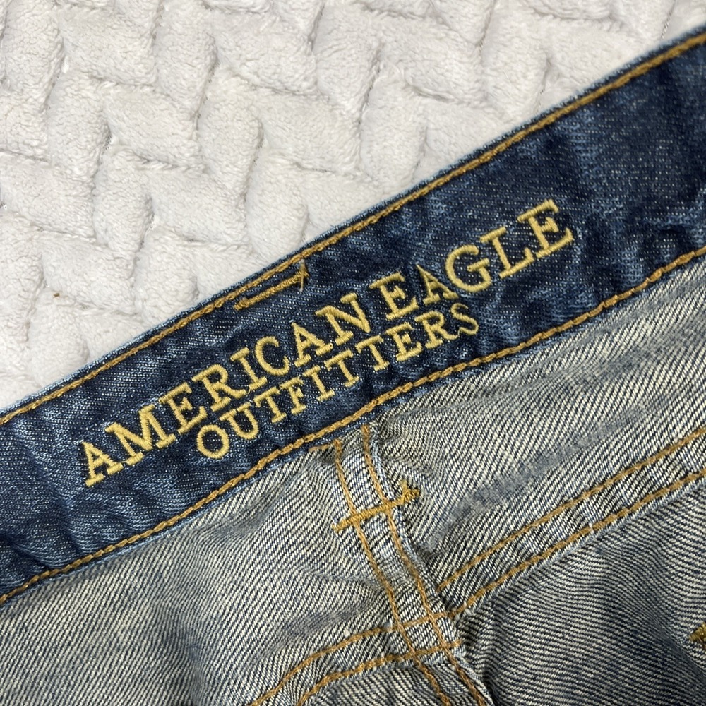 American Eagle Jeans Mens Actual W34 L33" Dark Wash Original Straight Leg - Picture 4 of 13